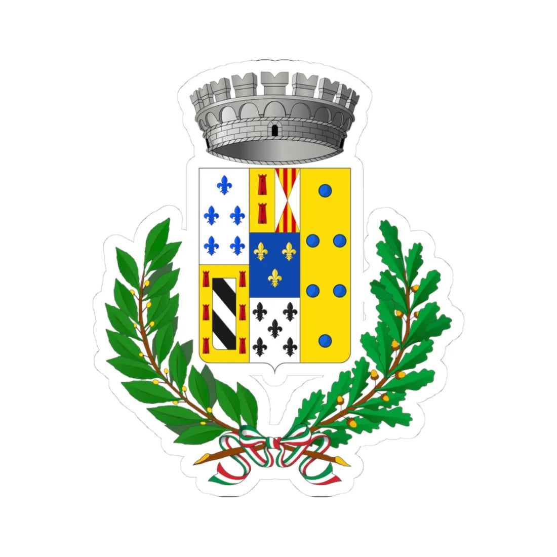 Roccalumera-Stemma (Italy) (Coat of Arms) STICKER Vinyl Kiss-Cut Decal 3 Inch White - The Sticker Space