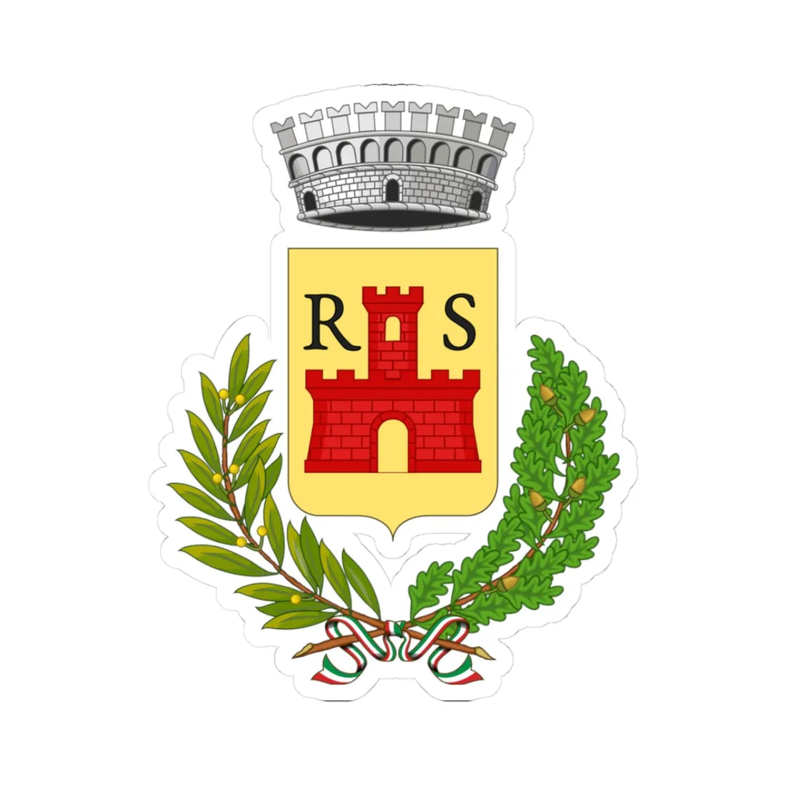 Roccasicura-Stemma (Italy) (Coat of Arms) STICKER Vinyl Kiss-Cut Decal 3 Inch White - The Sticker Space