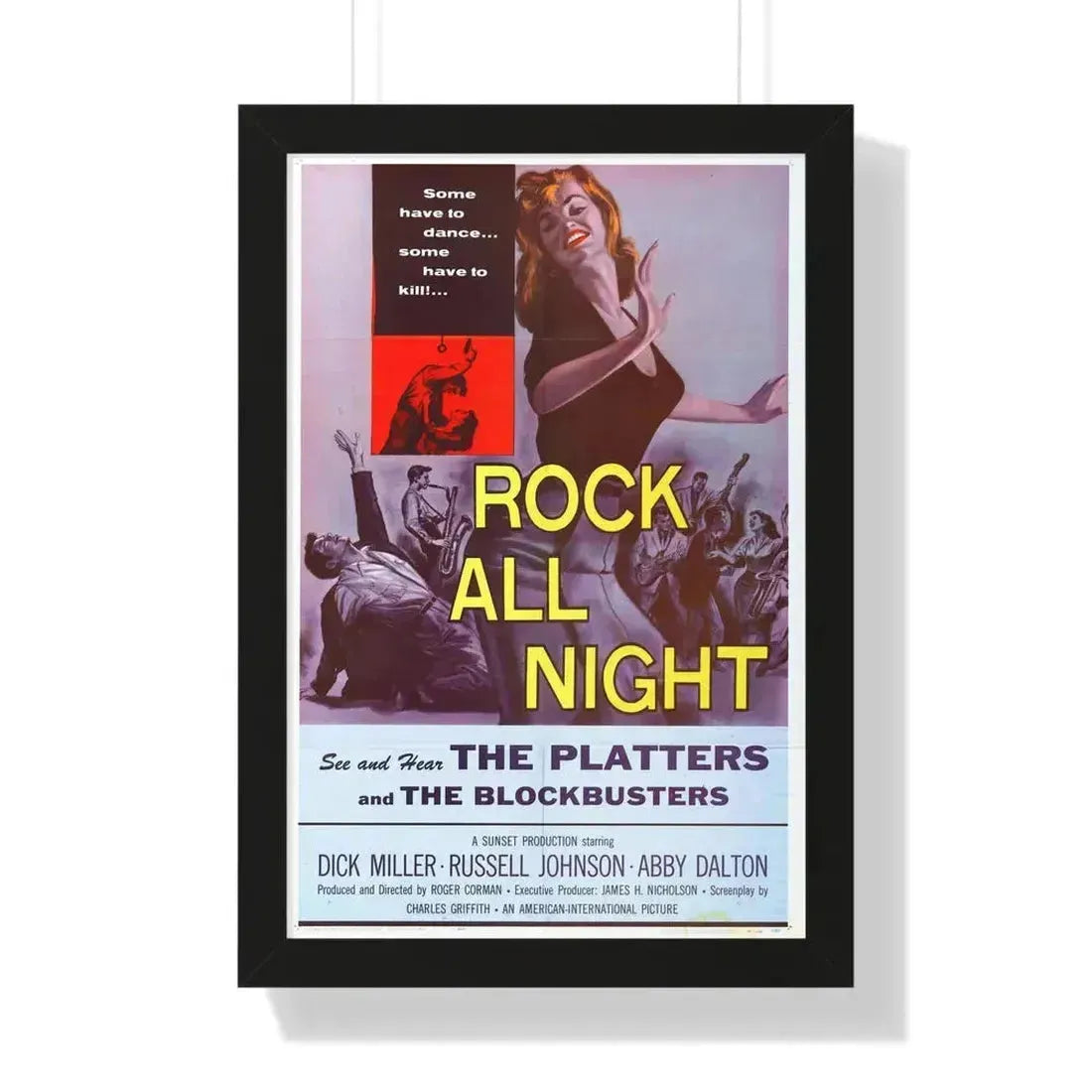 ROCK ALL NIGHT 1957 - Framed Movie Poster 16″ x 24″ Black - The Sticker Space