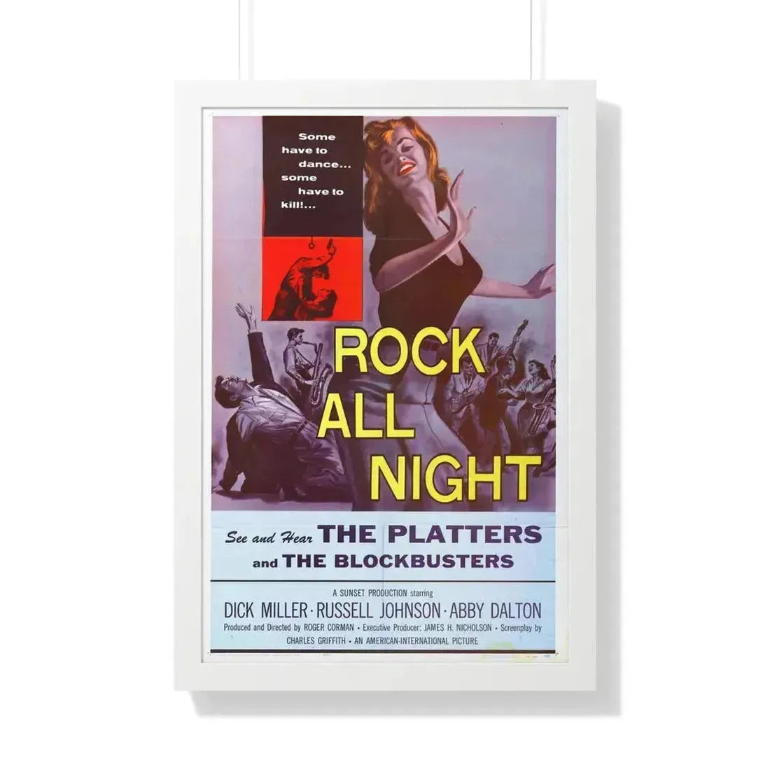 ROCK ALL NIGHT 1957 - Framed Movie Poster 20" x 30" White - The Sticker Space