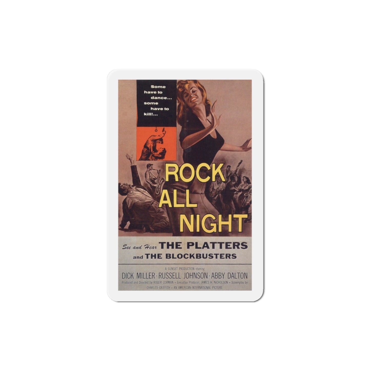 Rock All Night 1957 Movie Poster Die-Cut Magnet-3 Inch-The Sticker Space