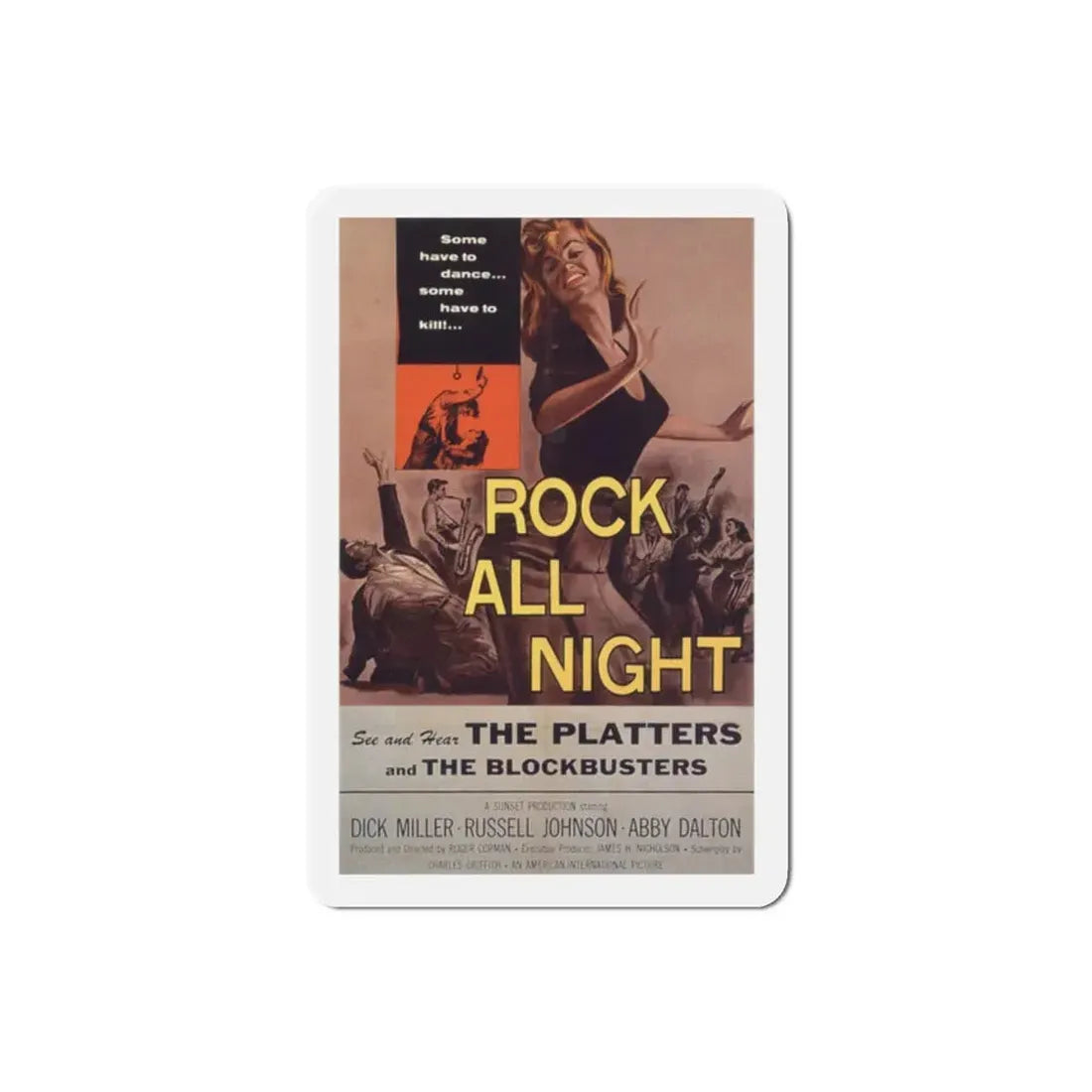 Rock All Night 1957 Movie Poster Refrigerator Magnet 2 Inch - The Sticker Space