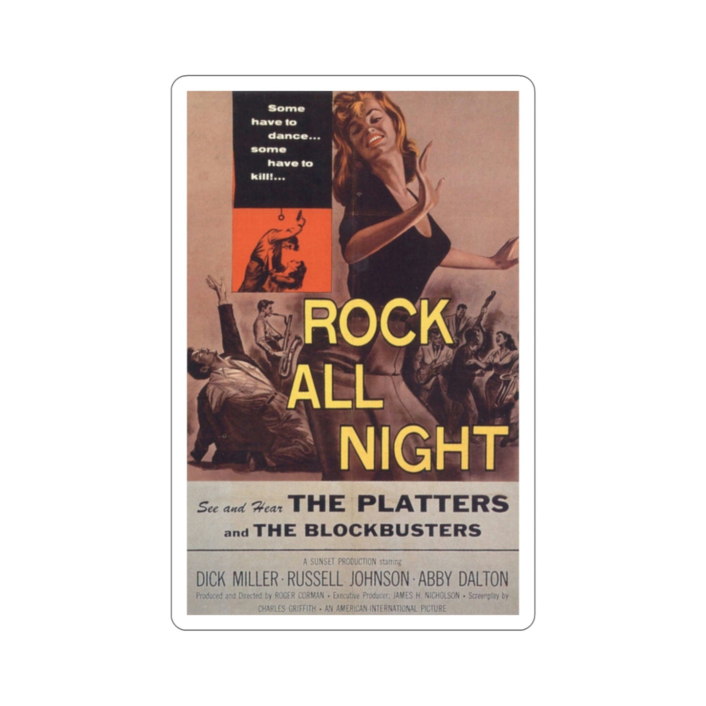 Rock All Night 1957 Movie Poster STICKER Vinyl Die-Cut Decal-2 Inch-The Sticker Space