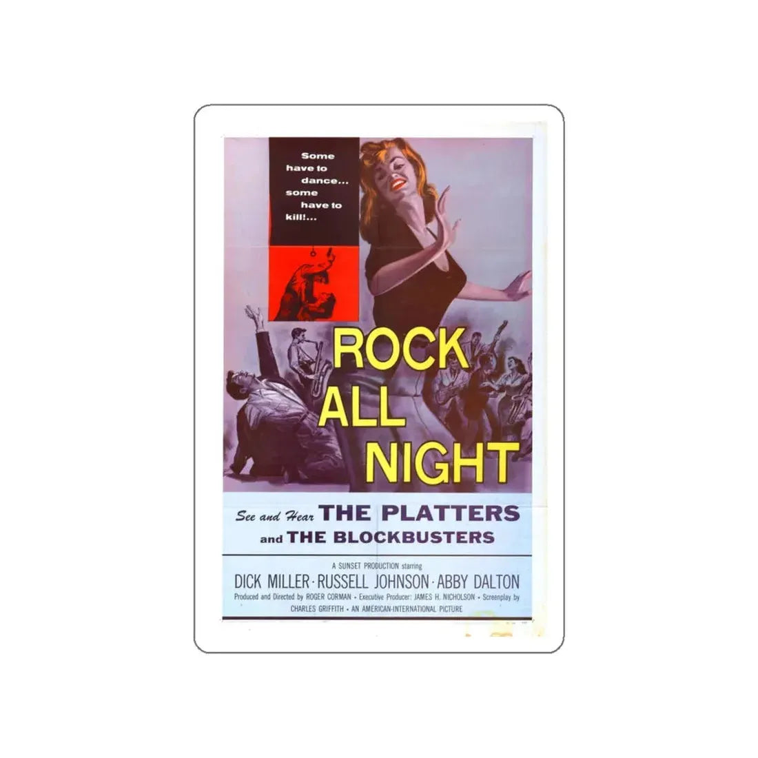 ROCK ALL NIGHT 1957 Movie Poster STICKER Vinyl Die-Cut Decal - The Sticker Space
