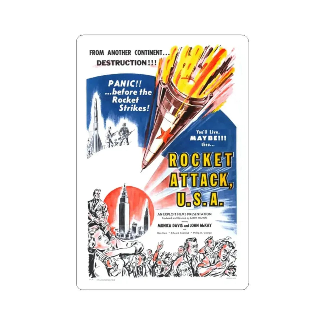ROCKET ATTACK USA 1958 Movie Poster - STICKER Vinyl Kiss-Cut Decal 2 Inch White - The Sticker Space