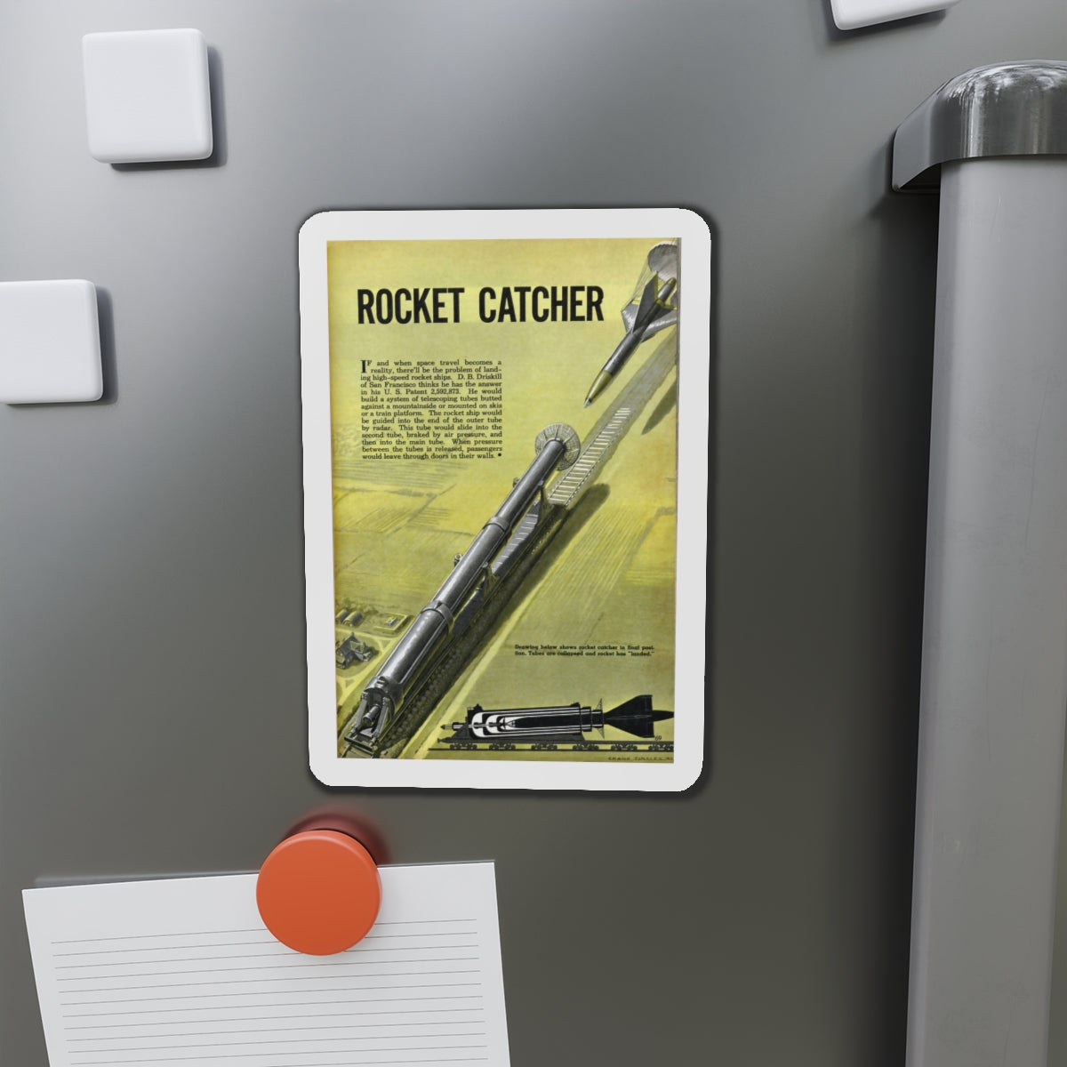 Rocket Catcher, 1952 (Magazine Illustration) Refrigerator Magnet-The Sticker Space