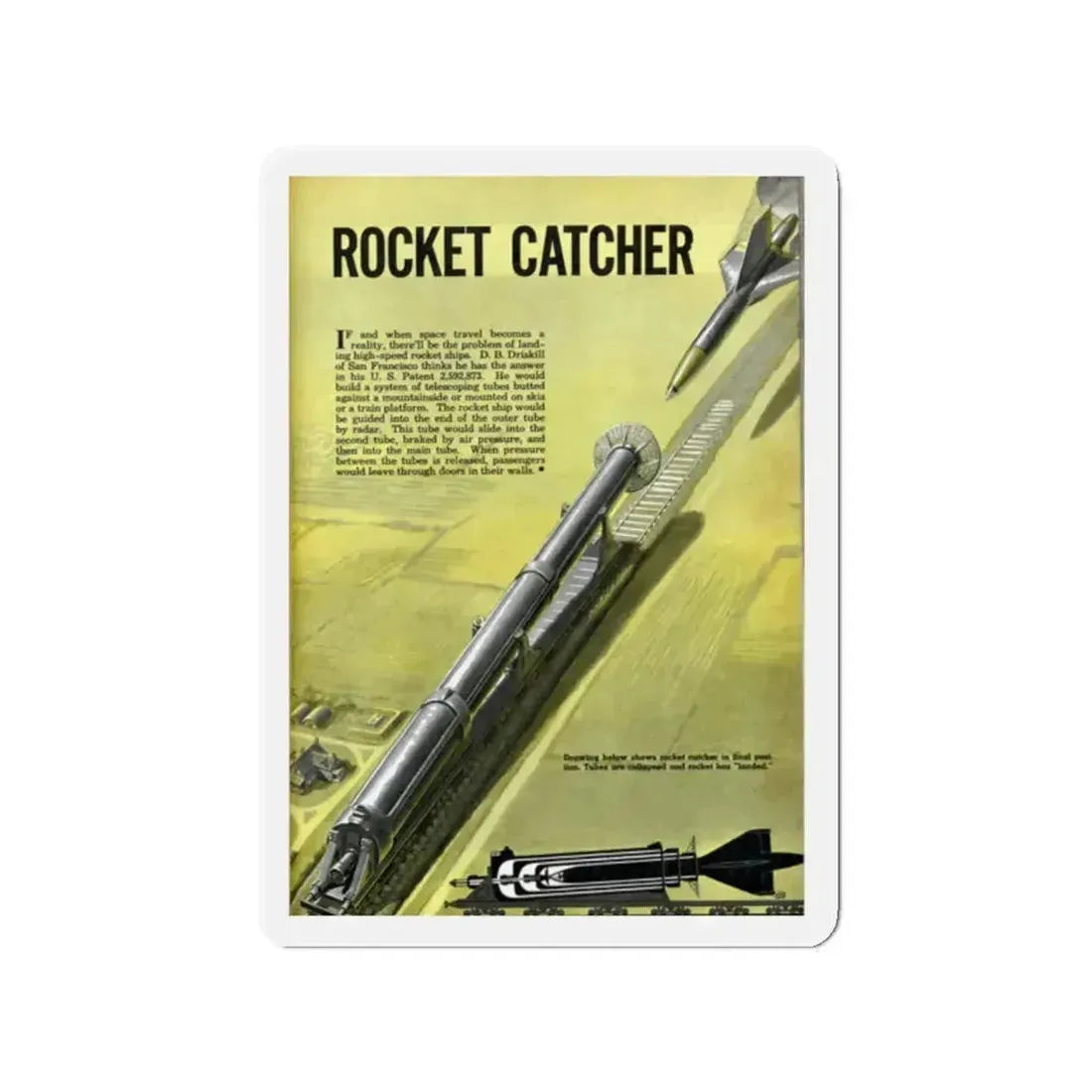 Rocket Catcher, 1952 (Magazine Illustration) Refrigerator Magnet 2 Inch Die-Cut - The Sticker Space