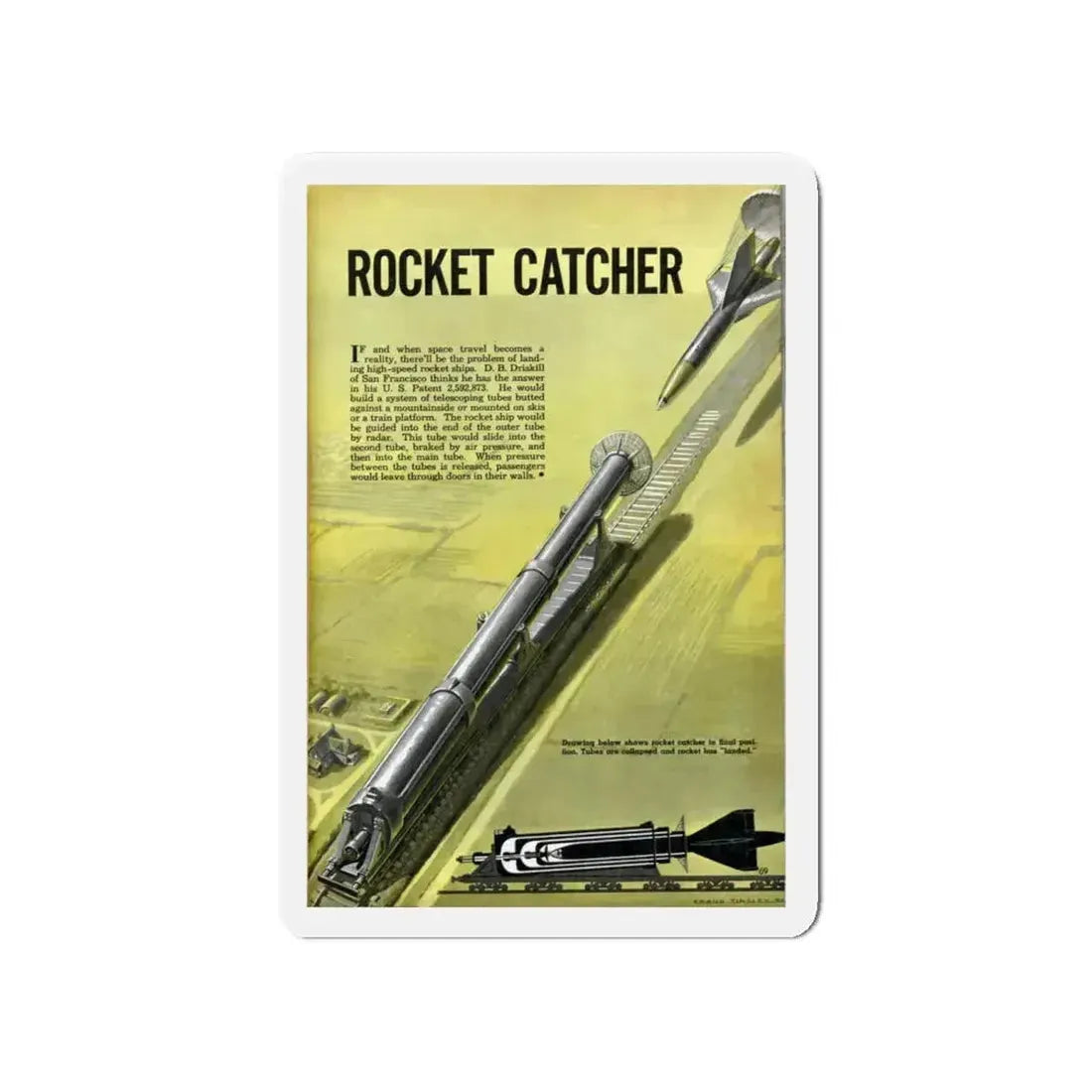 Rocket Catcher, 1952 (Magazine Illustration) Refrigerator Magnet 4 Inch Die-Cut - The Sticker Space