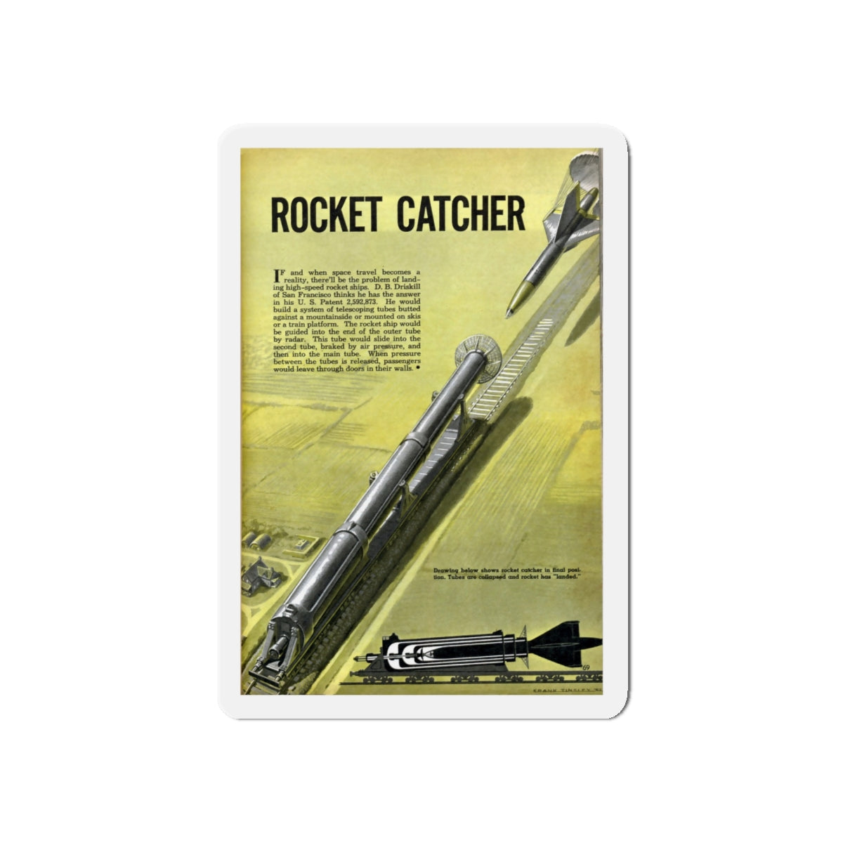 Rocket Catcher, 1952 (Magazine Illustration) Refrigerator Magnet-5" x 5"-The Sticker Space