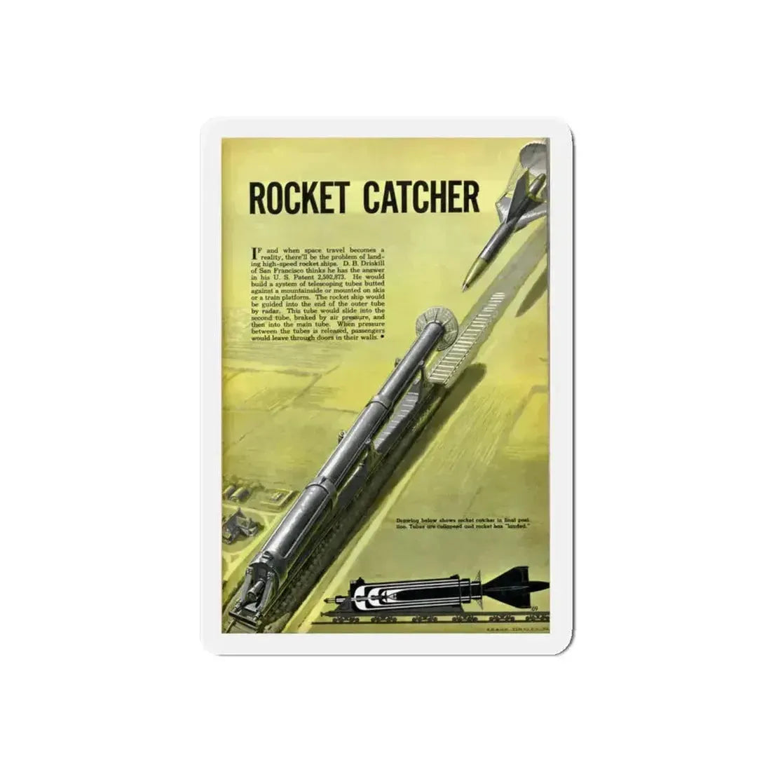 Rocket Catcher, 1952 (Magazine Illustration) Refrigerator Magnet 6 Inch Die-Cut - The Sticker Space