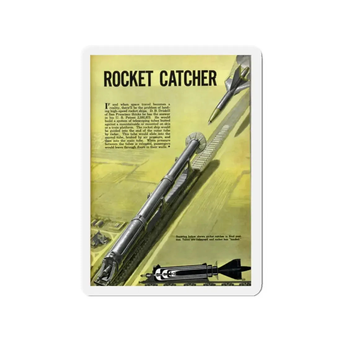 Rocket Catcher, 1952 (Magazine Illustration) Refrigerator Magnet - The Sticker Space