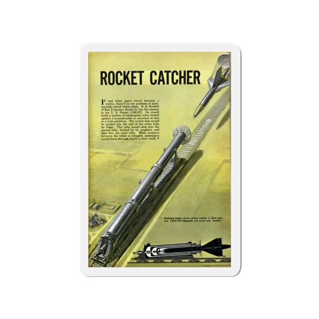 Rocket Catcher, 1952 (Magazine Illustration) Refrigerator Magnet - The Sticker Space