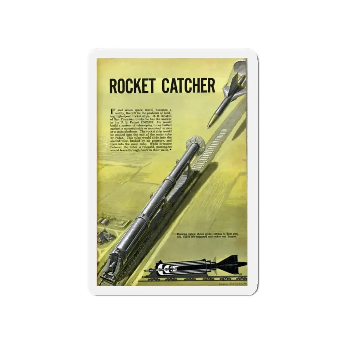 Rocket Catcher, 1952 (Magazine Illustration) Refrigerator Magnet - The Sticker Space