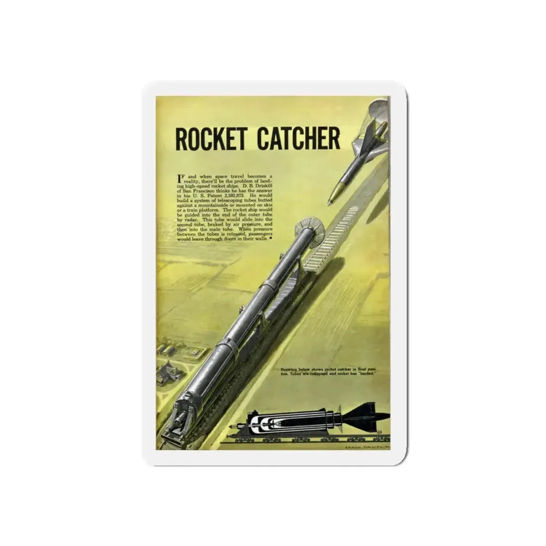 Rocket Catcher, 1952 (Magazine Illustration) Refrigerator Magnet - The Sticker Space