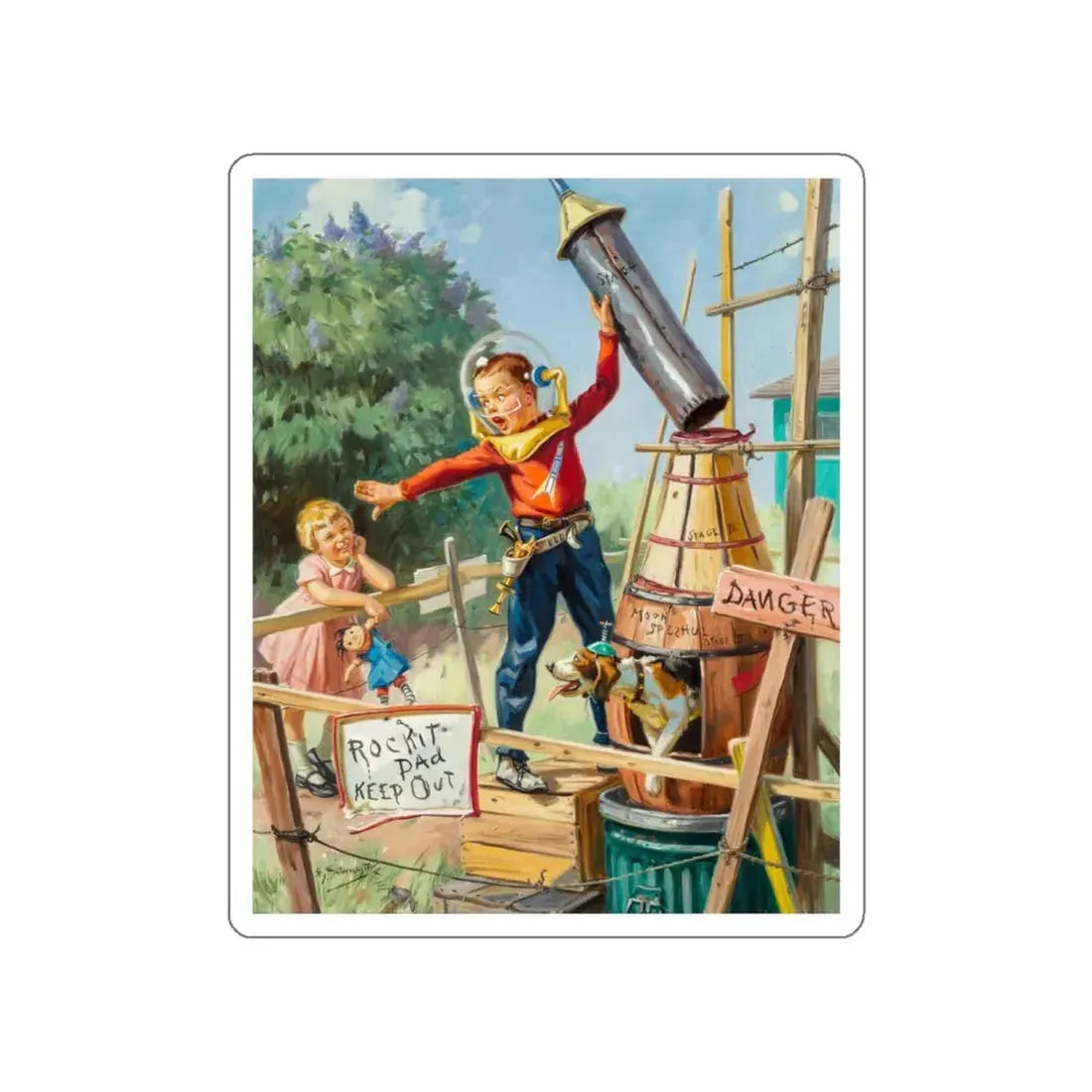 Rocket Pad Keep Out (Magazine Illustration) STICKER Vinyl Die-Cut Decal - The Sticker Space