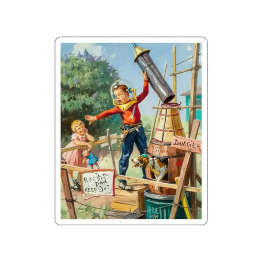 Rocket Pad Keep Out (Magazine Illustration) STICKER Vinyl Die-Cut Decal White Die-Cut 2 Inch - The Sticker Space