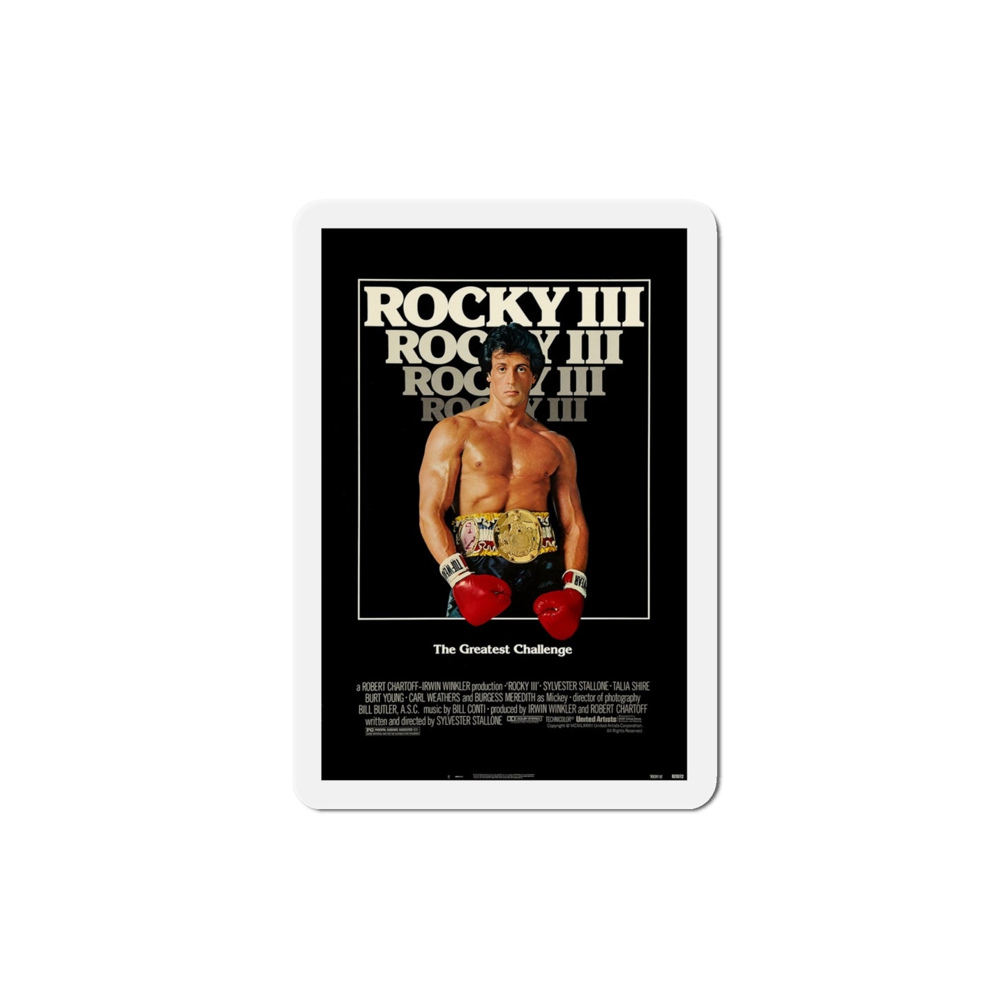 Rocky III 1982 Movie Poster Die-Cut Magnet-4" x 4"-The Sticker Space