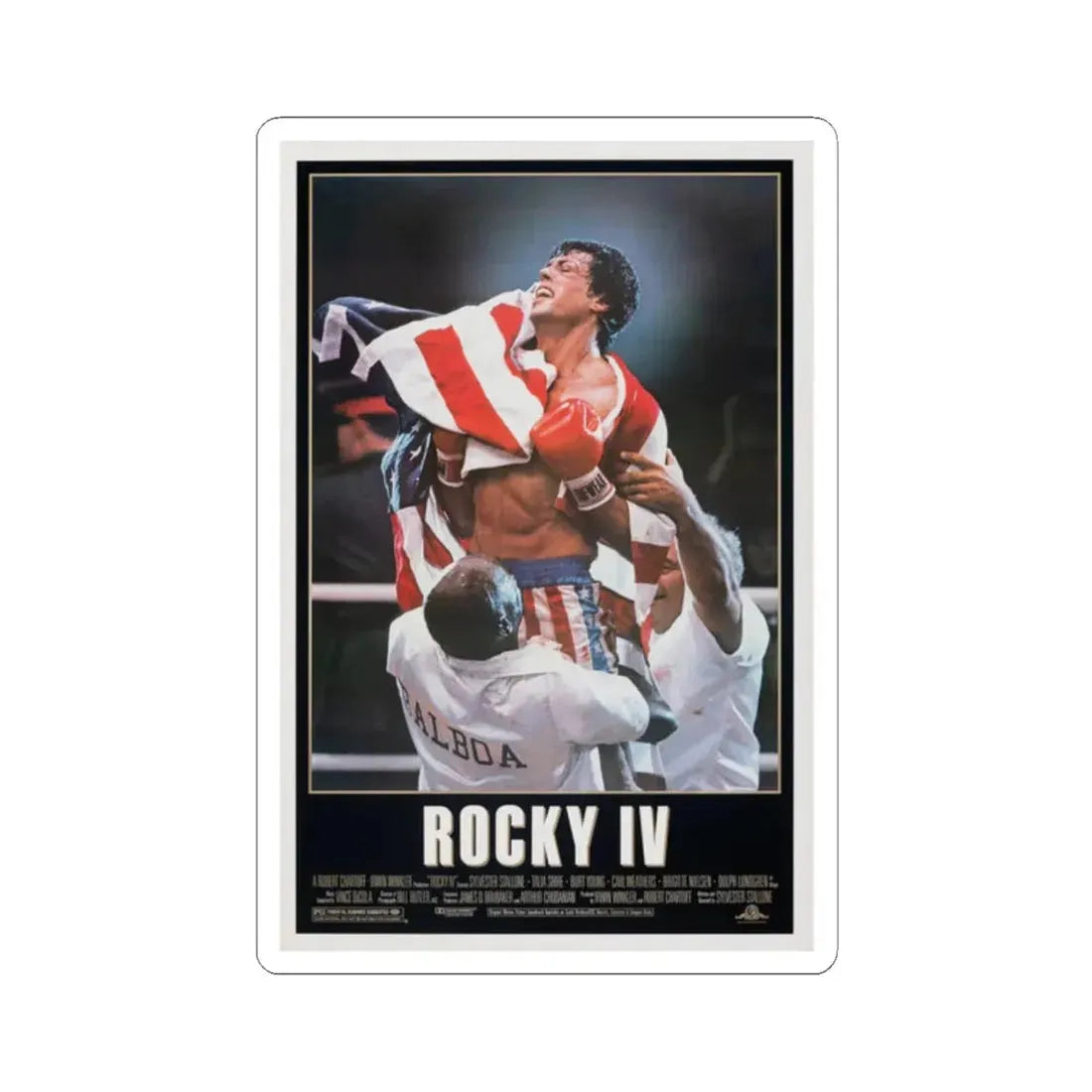 Rocky IV 1985 Movie Poster - STICKER Vinyl Kiss-Cut Decal 2 Inch White - The Sticker Space
