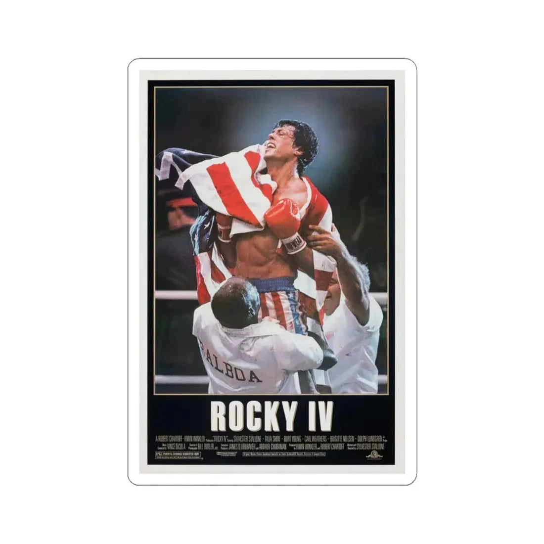 Rocky IV 1985 Movie Poster - STICKER Vinyl Kiss-Cut Decal 4 Inch White - The Sticker Space