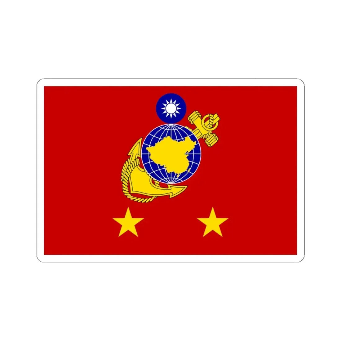 ROCMC Lieutenant Generals Flag (China) STICKER Vinyl Kiss-Cut Decal 6 Inch White - The Sticker Space