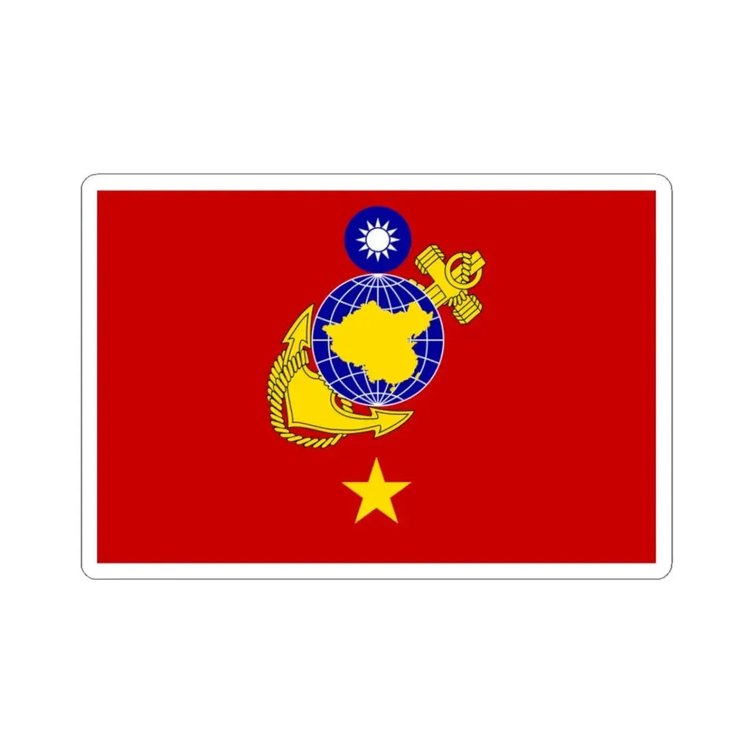 ROCMC Major Generals Flag (China) STICKER Vinyl Kiss-Cut Decal 3 Inch White - The Sticker Space