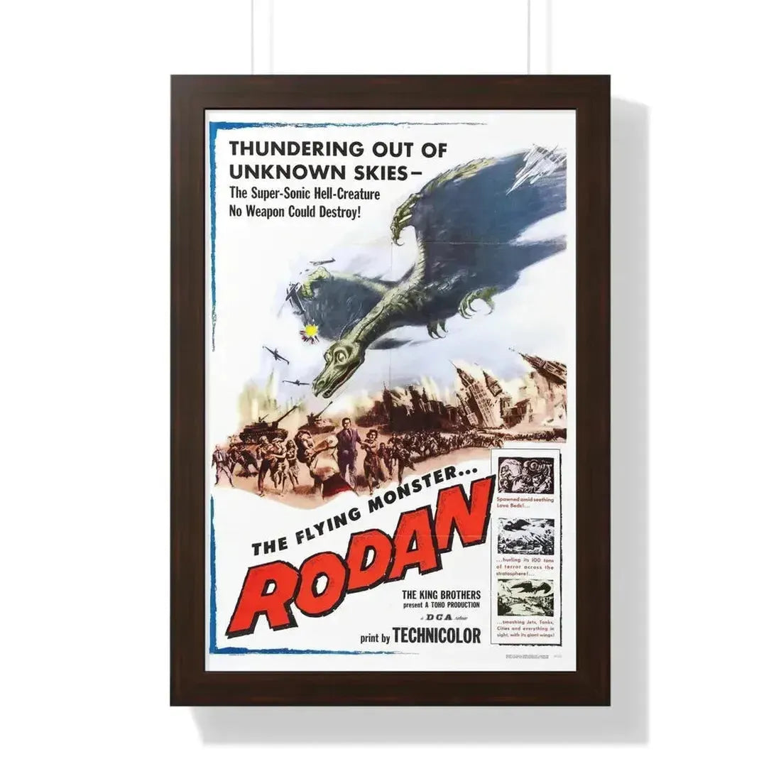 RODAN 1956 - Framed Movie Poster 16″ x 24″ Walnut - The Sticker Space