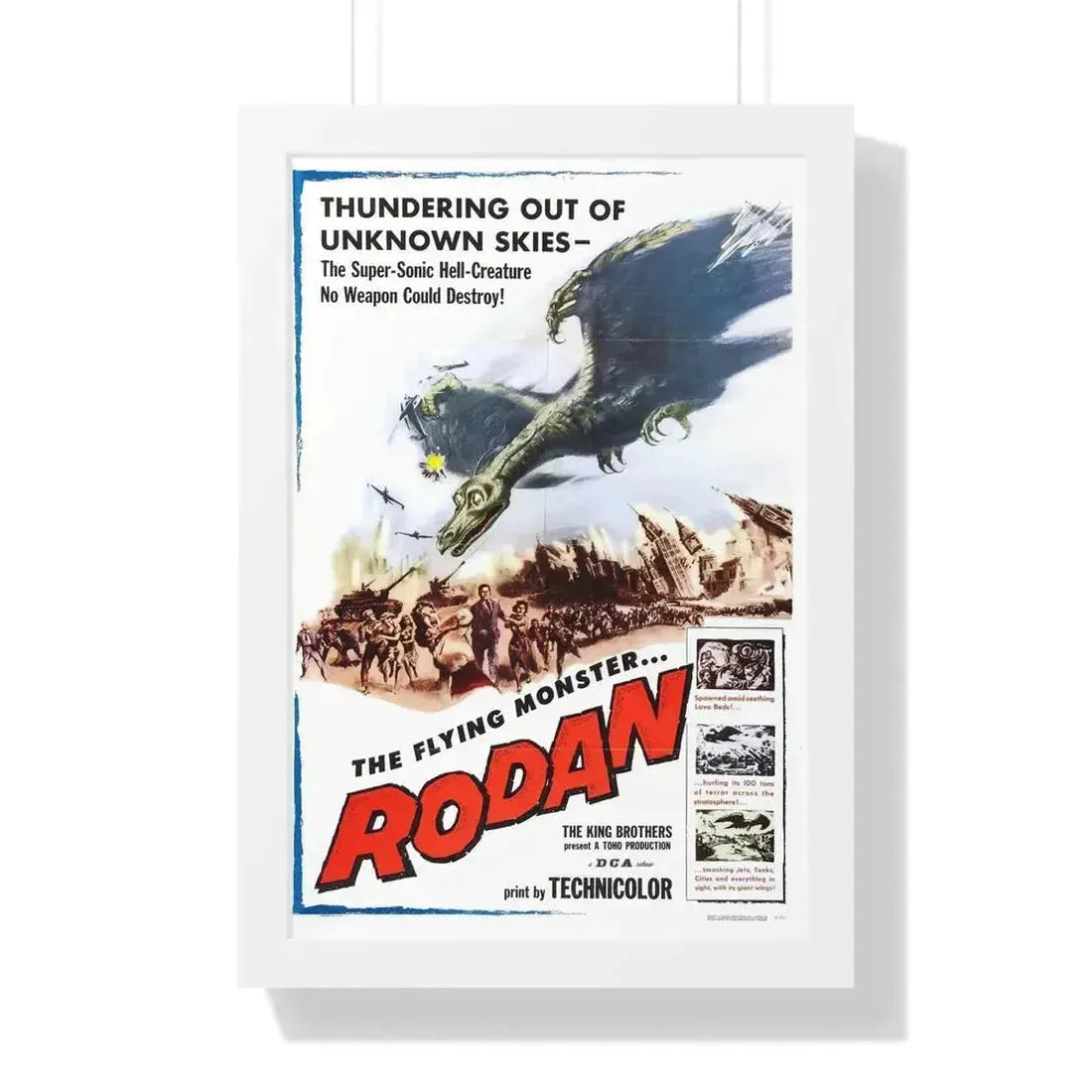 RODAN 1956 - Framed Movie Poster 16″ x 24″ White - The Sticker Space