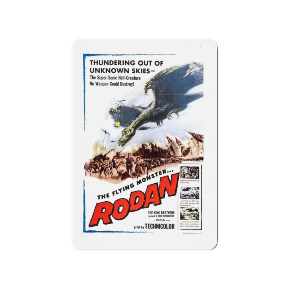 RODAN 1956 Movie Poster - Refrigerator Magnet-2" x 2"-The Sticker Space