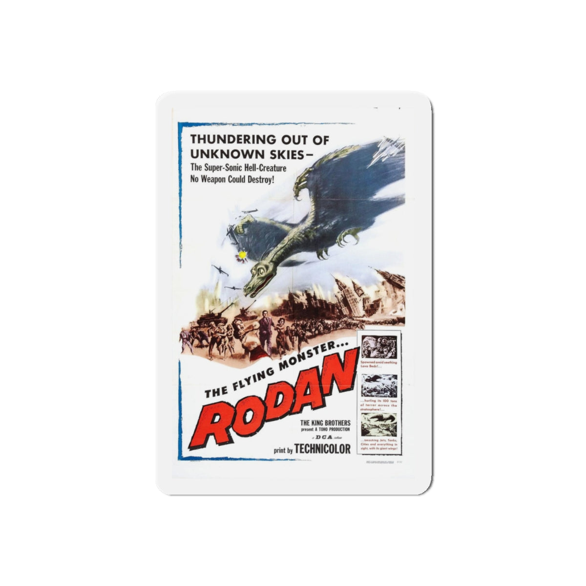 RODAN 1956 Movie Poster - Refrigerator Magnet-4" x 4"-The Sticker Space