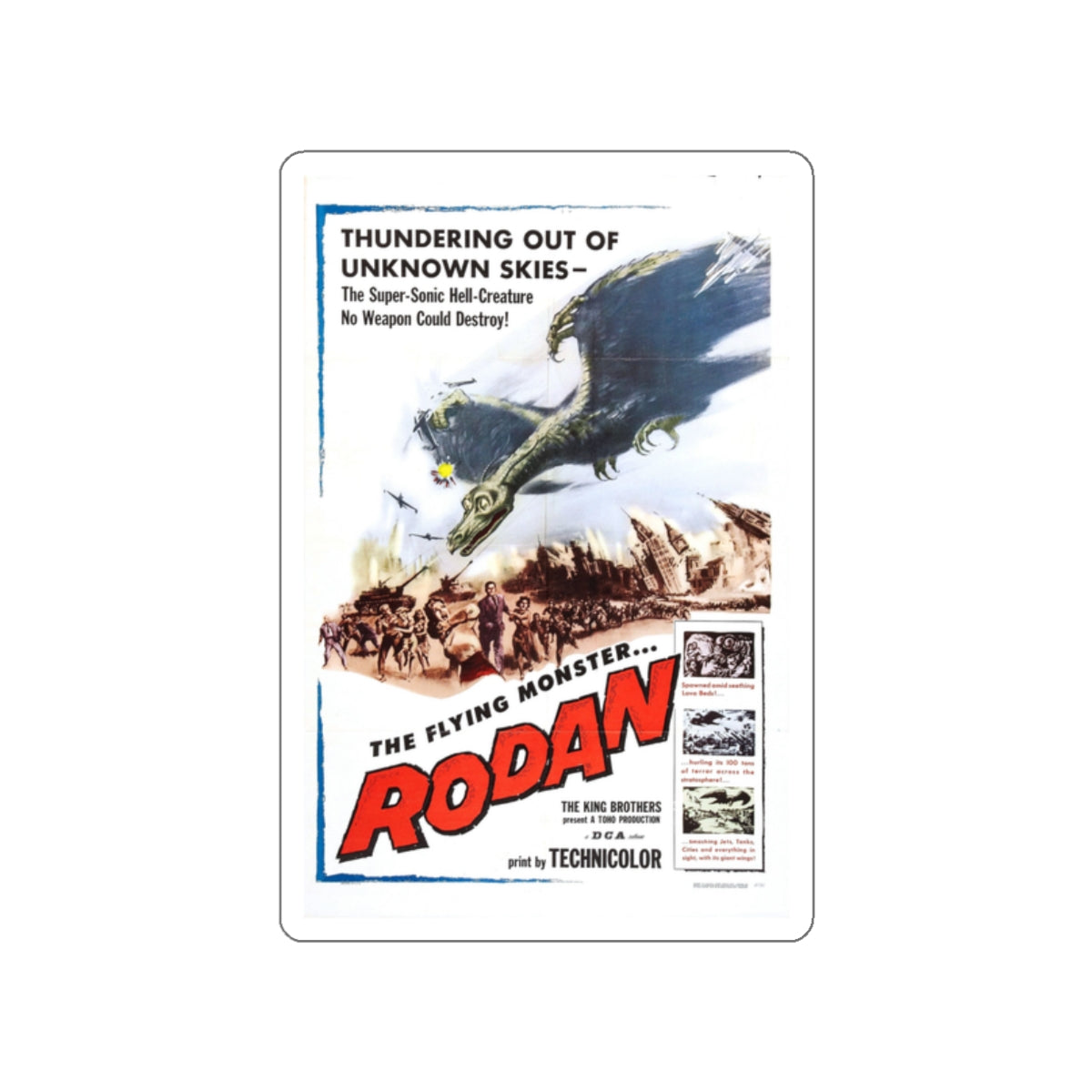 RODAN 1956 Movie Poster STICKER Vinyl Die-Cut Decal-White-The Sticker Space