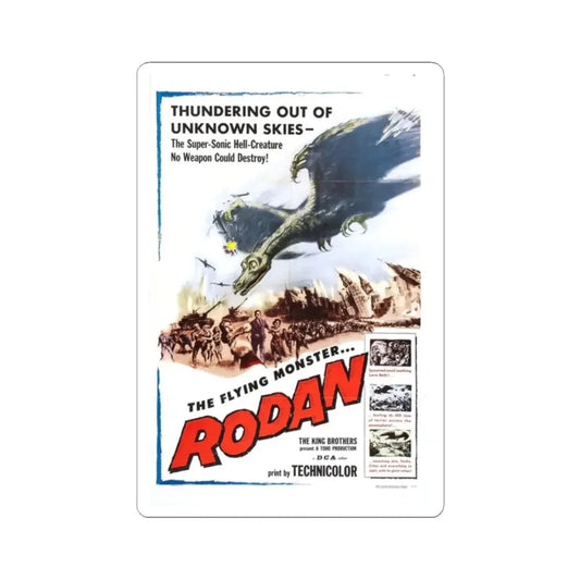 RODAN 1956 Movie Poster - STICKER Vinyl Kiss-Cut Decal 2 Inch White - The Sticker Space