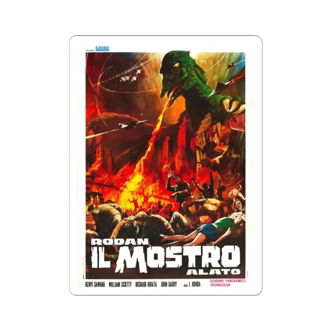 RODAN (ITALIAN) 1956 Movie Poster - STICKER Vinyl Kiss-Cut Decal 2 Inch White - The Sticker Space