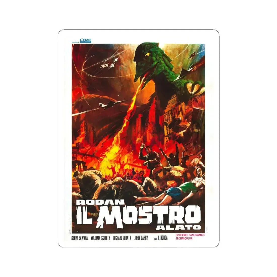 RODAN (ITALIAN) 1956 Movie Poster - STICKER Vinyl Kiss-Cut Decal 6 Inch White - The Sticker Space