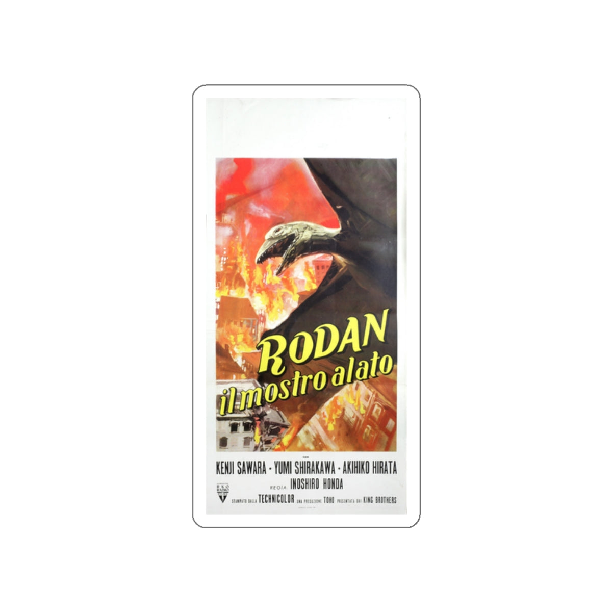 RODAN (ITALIAN) 2 1956 Movie Poster STICKER Vinyl Die-Cut Decal-White-The Sticker Space