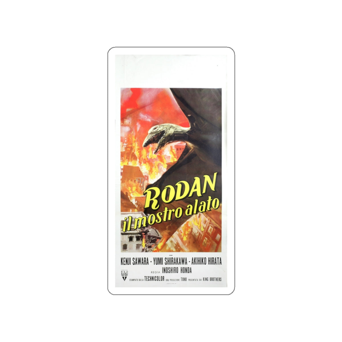 RODAN (ITALIAN) 2 1956 Movie Poster STICKER Vinyl Die-Cut Decal-White-The Sticker Space