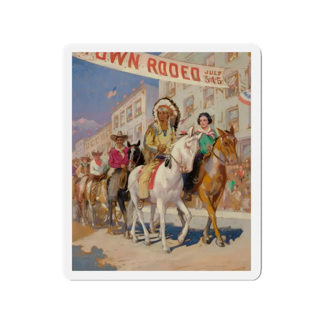 Rodeo Parade (Magazine Illustration) Refrigerator Magnet - The Sticker Space