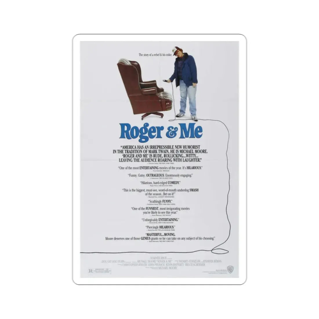 Roger & Me 1989 Movie Poster STICKER Vinyl Die-Cut Decal - The Sticker Space