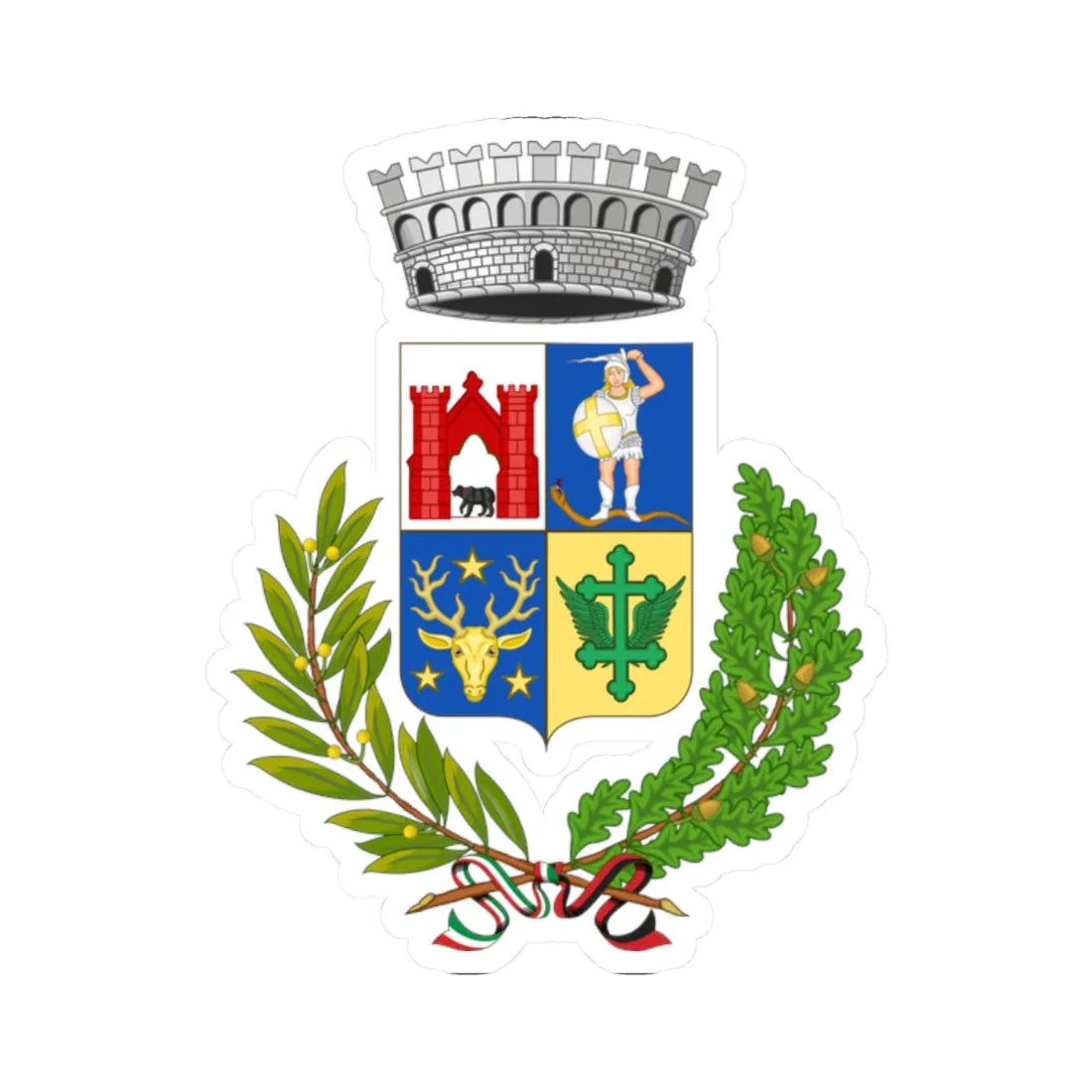 Roisan-Stemma (Italy) (Coat of Arms) STICKER Vinyl Kiss-Cut Decal 2 Inch White - The Sticker Space