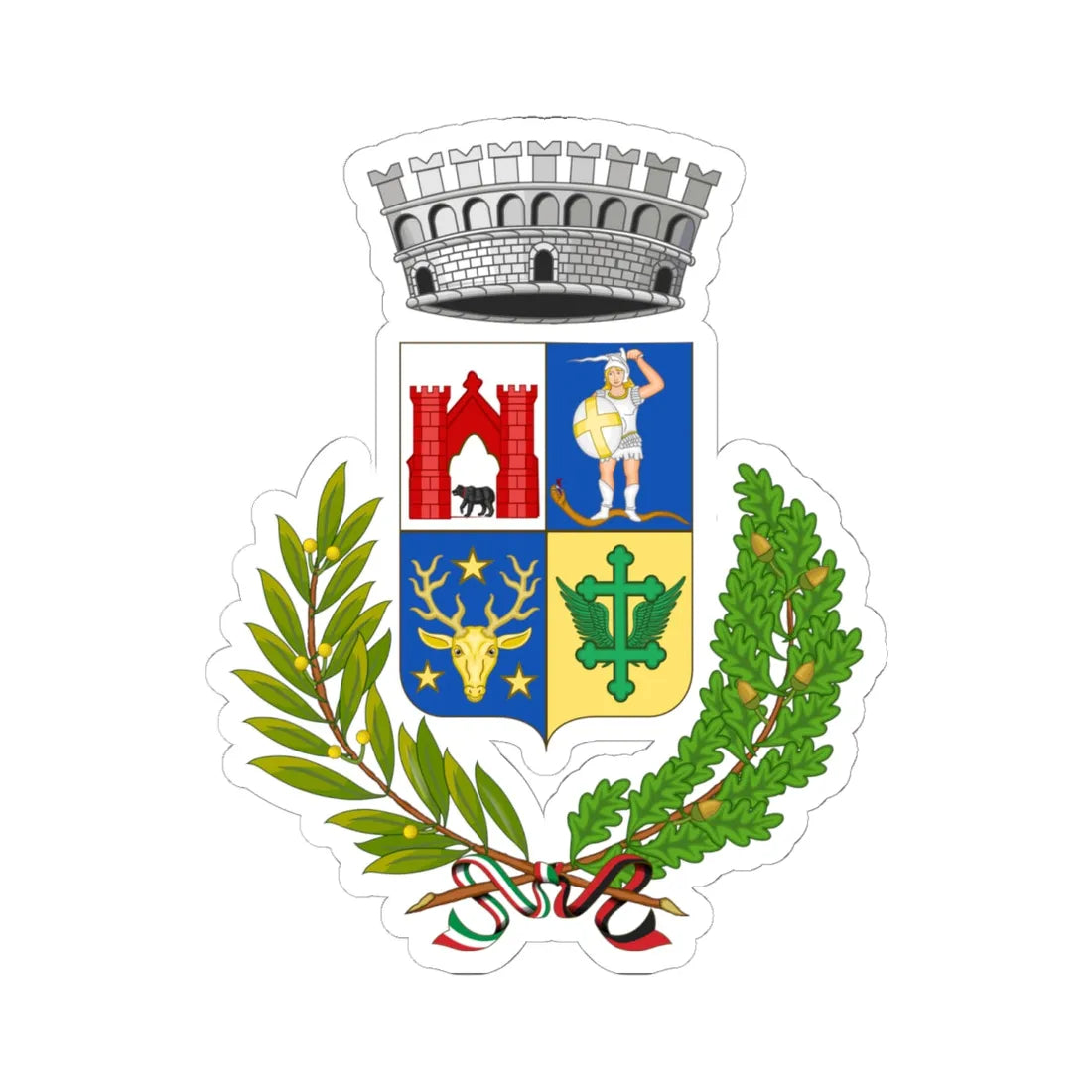 Roisan-Stemma (Italy) (Coat of Arms) STICKER Vinyl Kiss-Cut Decal 6 Inch White - The Sticker Space