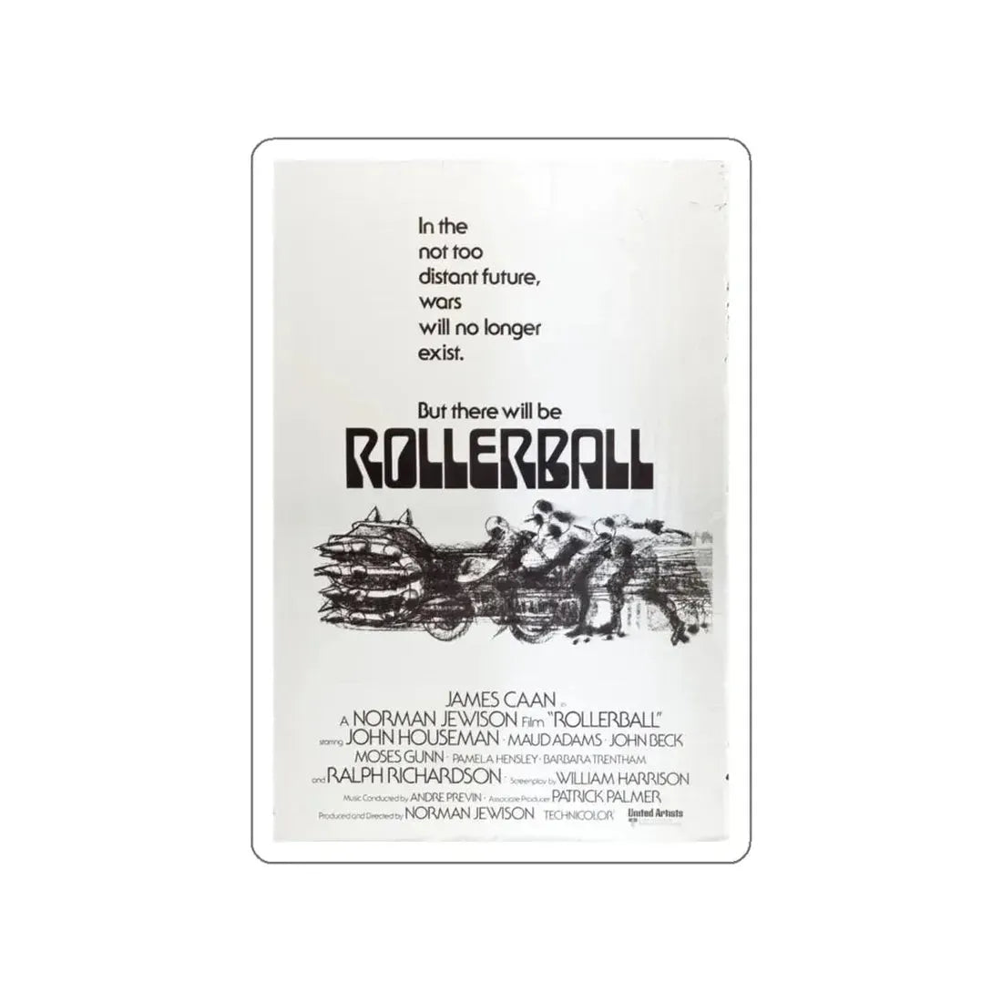 ROLLERBALL (TEASER) 1975 Movie Poster STICKER Vinyl Die-Cut Decal - The Sticker Space