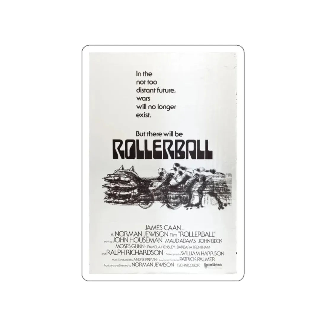 ROLLERBALL (TEASER) 1975 Movie Poster STICKER Vinyl Die-Cut Decal - The Sticker Space