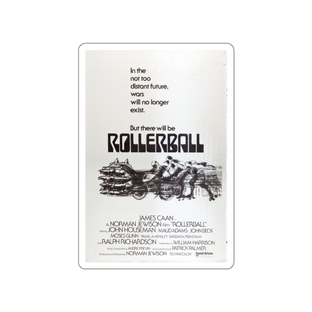 ROLLERBALL (TEASER) 1975 Movie Poster STICKER Vinyl Die-Cut Decal-White-The Sticker Space