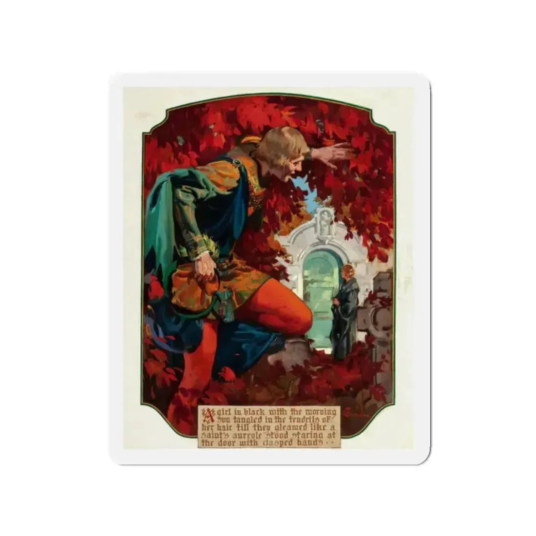 Romance illustration (Magazine Illustration) Refrigerator Magnet 2 Inch Die-Cut - The Sticker Space