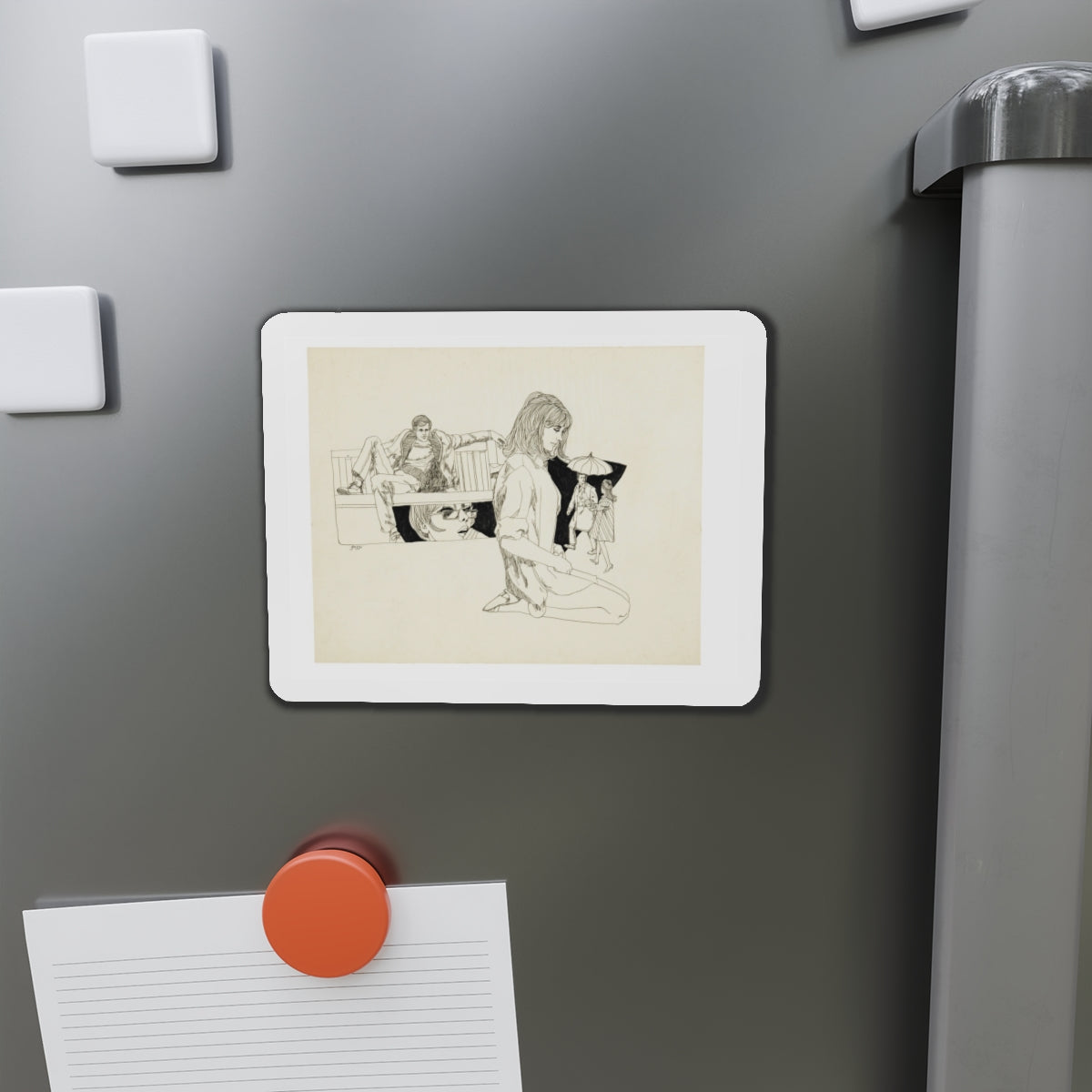 Romance Story Illustration (1) (Magazine Illustration) Refrigerator Magnet-The Sticker Space