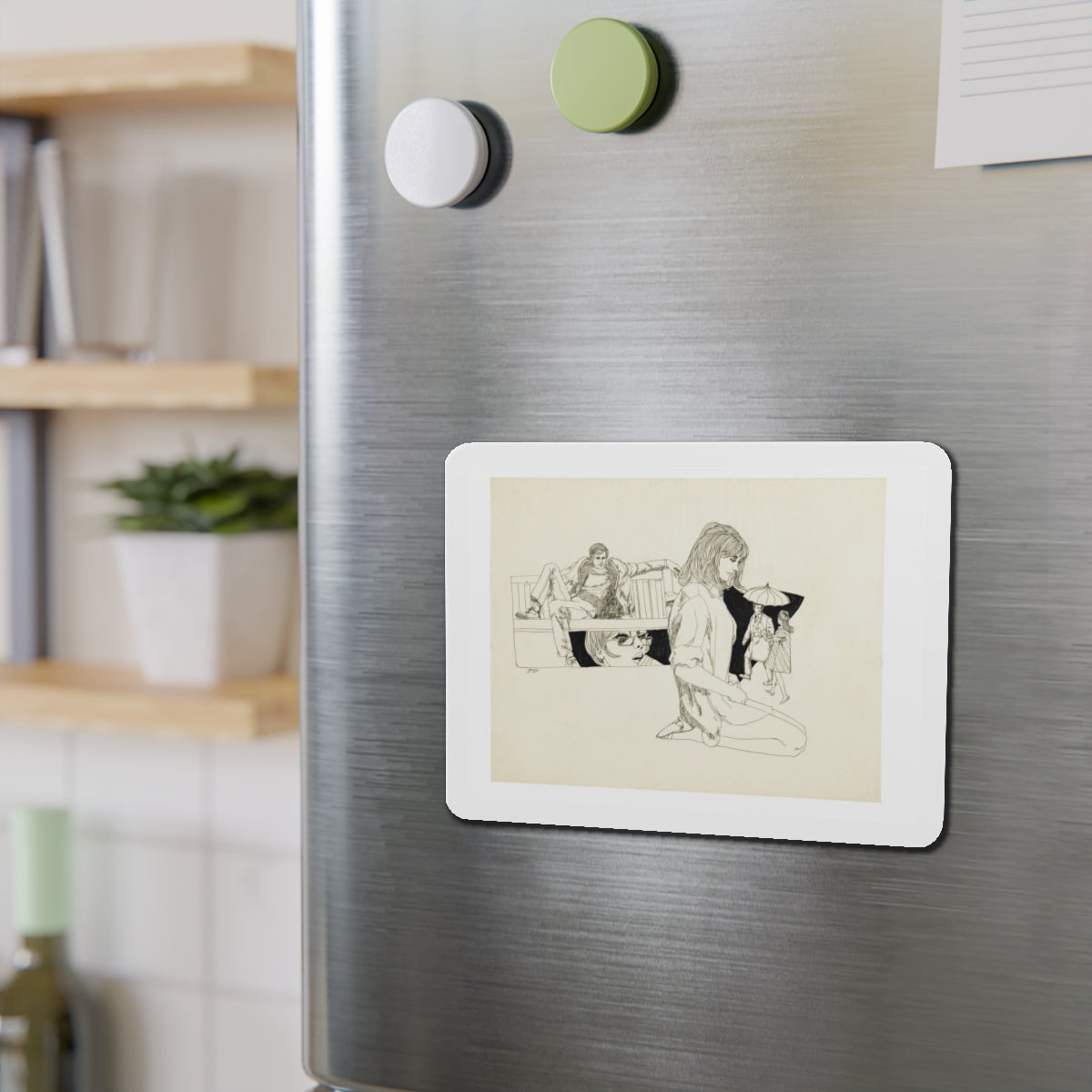 Romance Story Illustration (1) (Magazine Illustration) Refrigerator Magnet-The Sticker Space