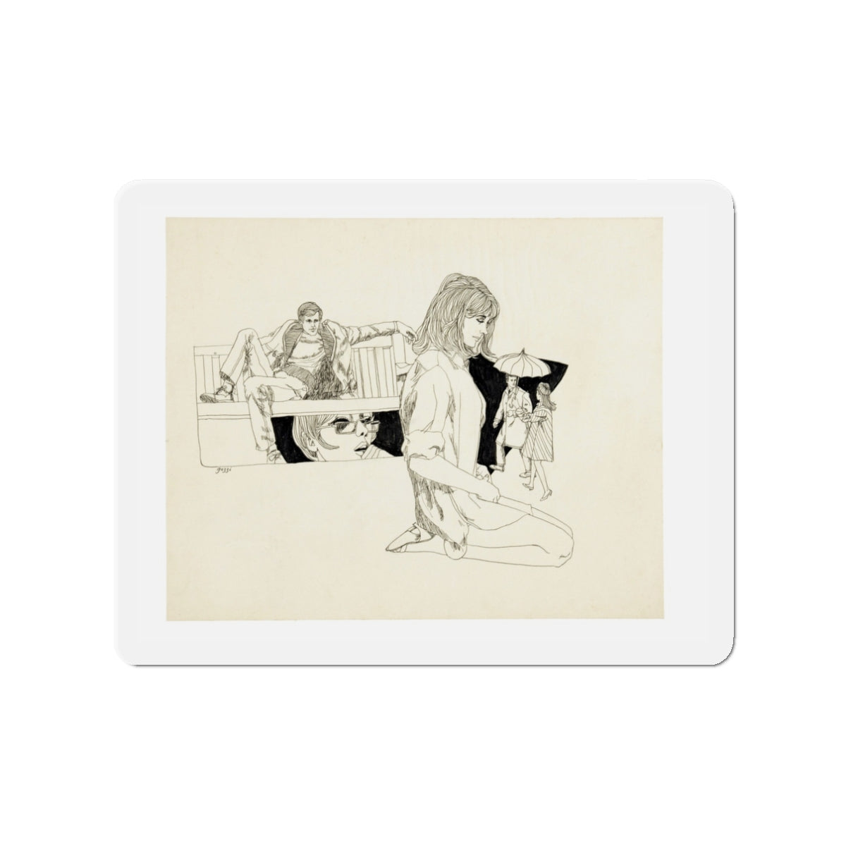 Romance Story Illustration (1) (Magazine Illustration) Refrigerator Magnet-3" x 3"-The Sticker Space