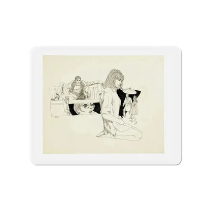 Romance Story Illustration (1) (Magazine Illustration) Refrigerator Magnet 4 Inch Die-Cut - The Sticker Space