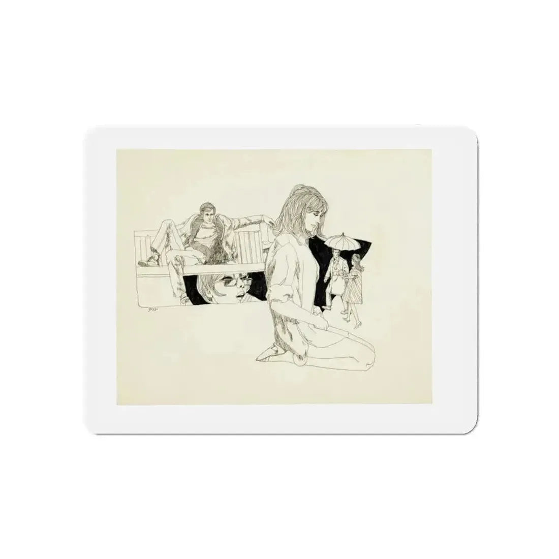 Romance Story Illustration (1) (Magazine Illustration) Refrigerator Magnet 5 Inch Die-Cut - The Sticker Space