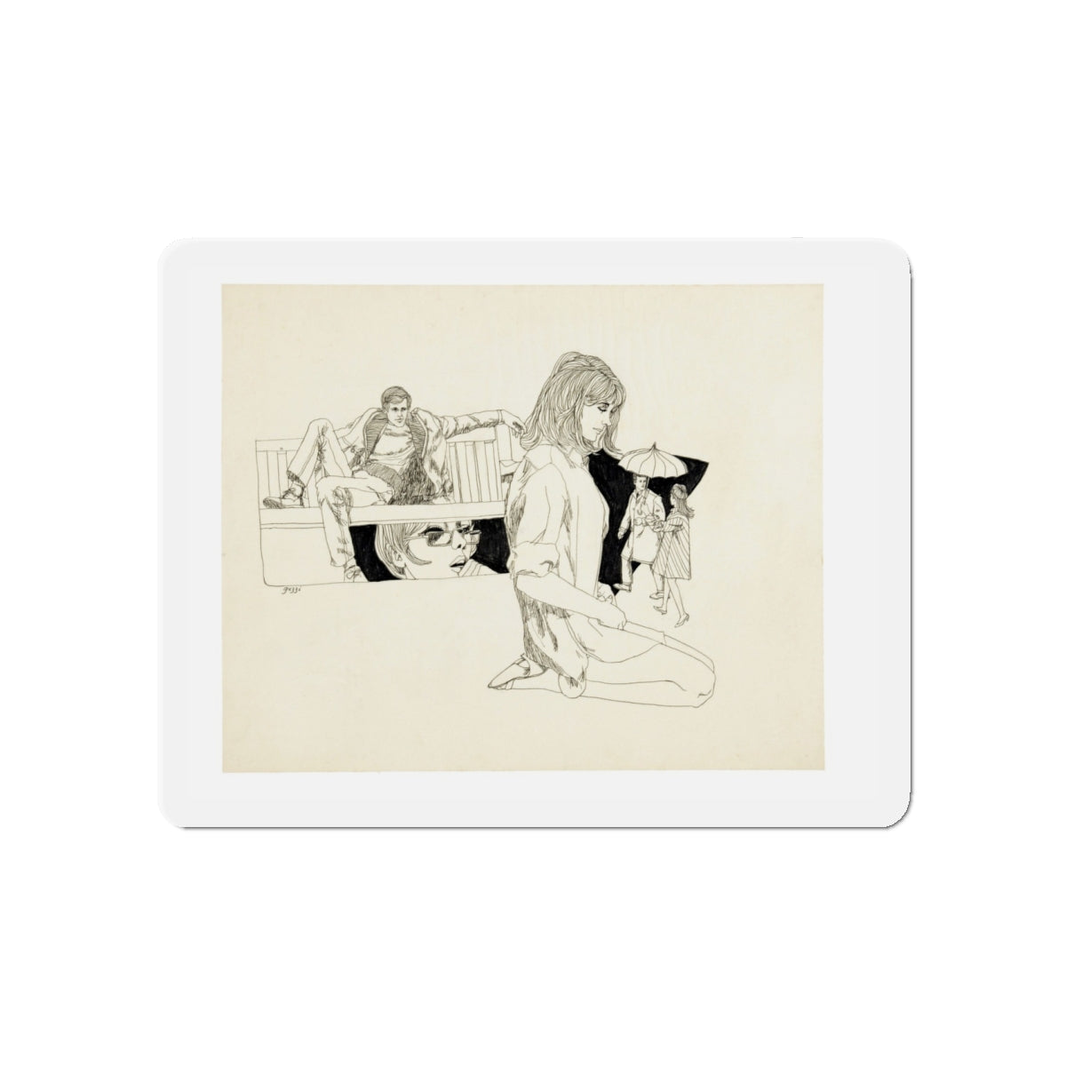 Romance Story Illustration (1) (Magazine Illustration) Refrigerator Magnet-5" x 5"-The Sticker Space