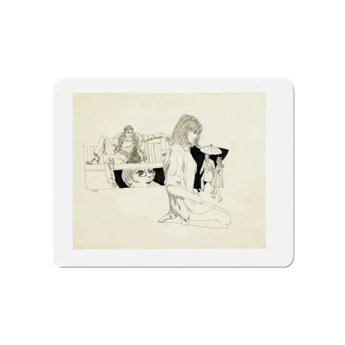 Romance Story Illustration (1) (Magazine Illustration) Refrigerator Magnet 6 Inch Die-Cut - The Sticker Space